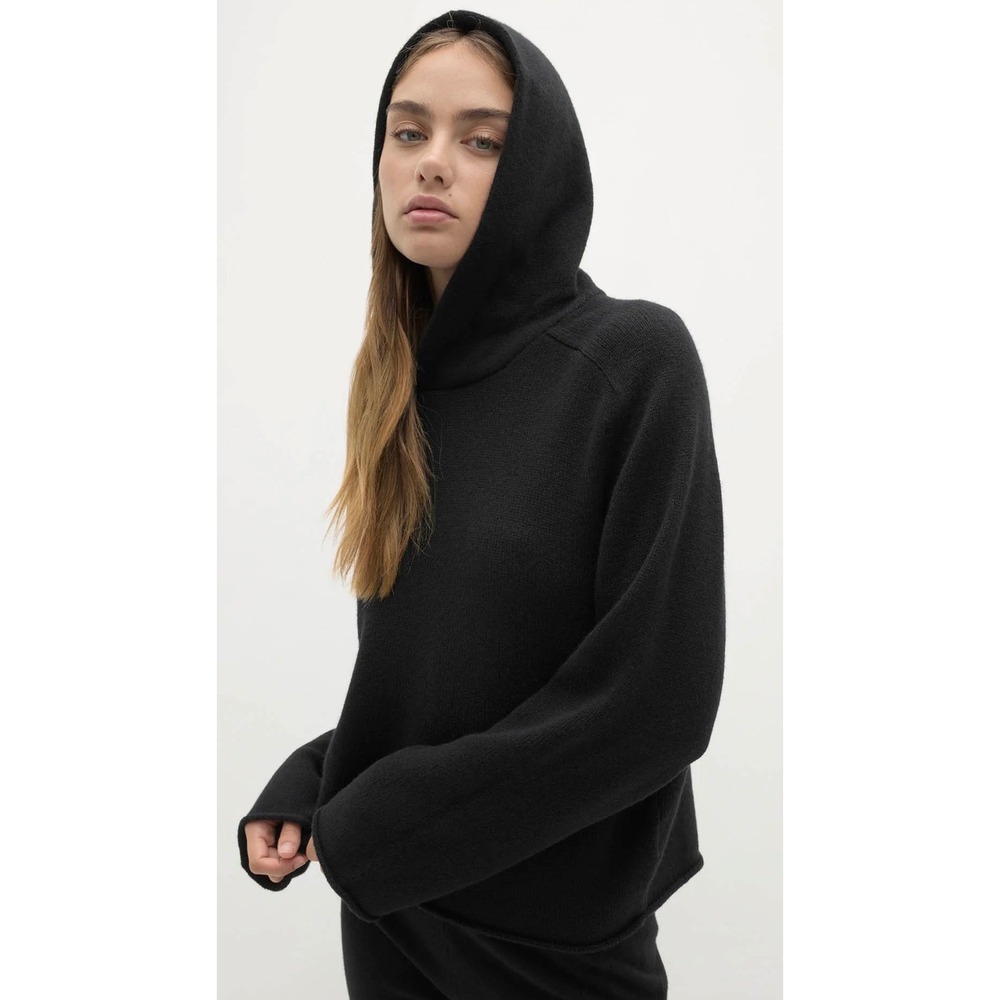 Naked Cashmere Mai Black 100% Cashmere Knit Hoodie Sweater N21094 Womens Medium
